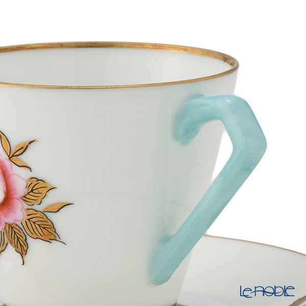 【1点限り】オールドノリタケ 金彩 薔薇文 デミタスカップ＆ソーサー 水色