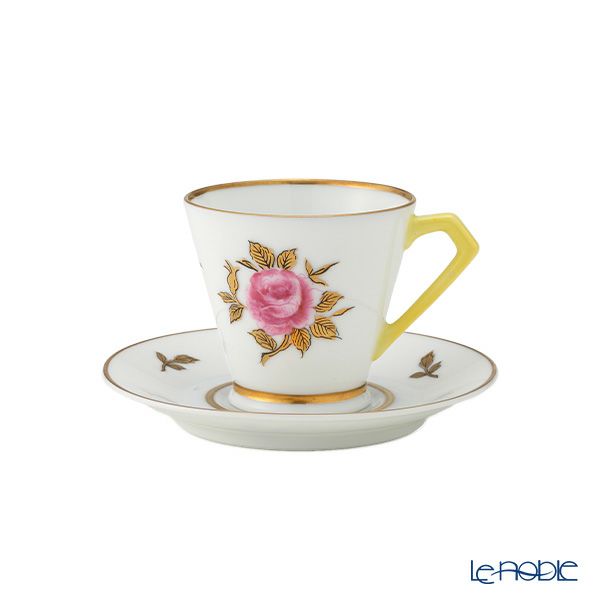 【1点限り】オールドノリタケ 金彩 薔薇文 デミタスカップ＆ソーサー 黄色