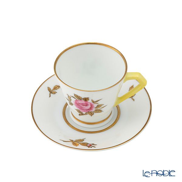 【1点限り】オールドノリタケ 金彩 薔薇文 デミタスカップ＆ソーサー 黄色