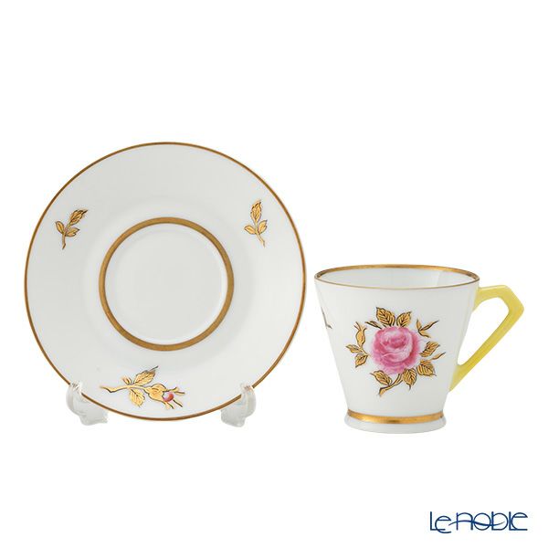 【1点限り】オールドノリタケ 金彩 薔薇文 デミタスカップ＆ソーサー 黄色