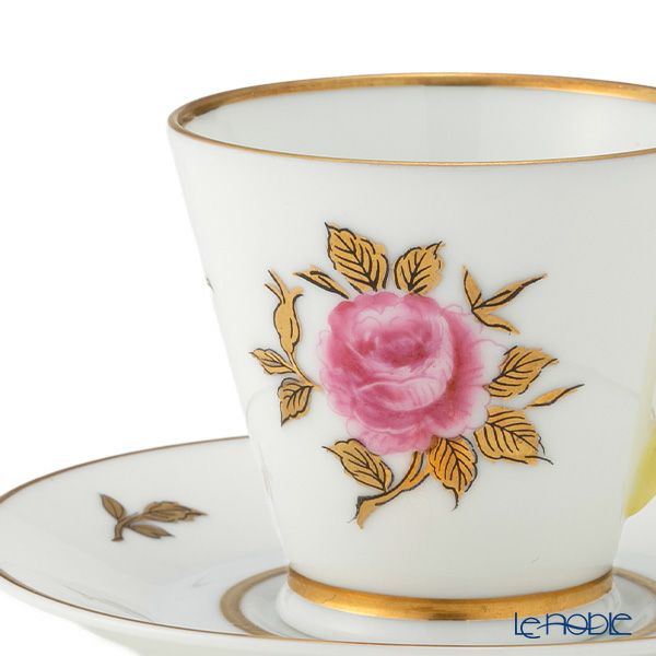 【1点限り】オールドノリタケ 金彩 薔薇文 デミタスカップ＆ソーサー 黄色