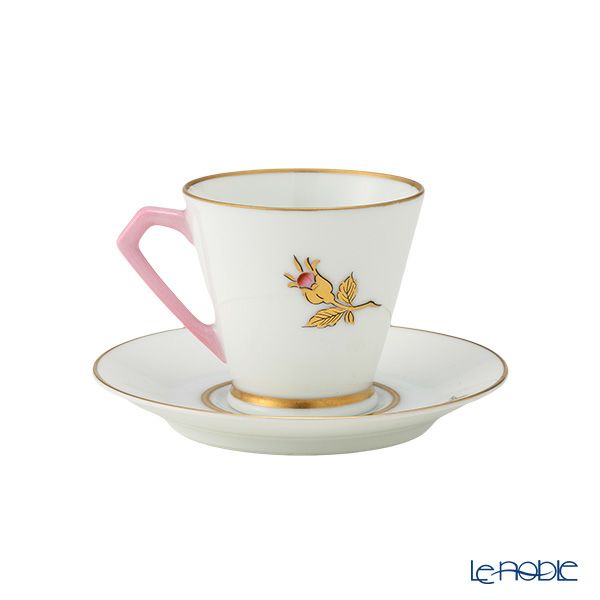 【1点限り】オールドノリタケ 金彩 薔薇文 デミタスカップ＆ソーサー ピンク