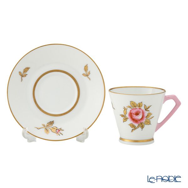 【1点限り】オールドノリタケ 金彩 薔薇文 デミタスカップ＆ソーサー ピンク