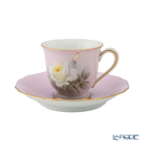 【1点限り】オールドノリタケ 金彩ピンク地 薔薇文 デミタスセット 5客揃え 15pcs 花型