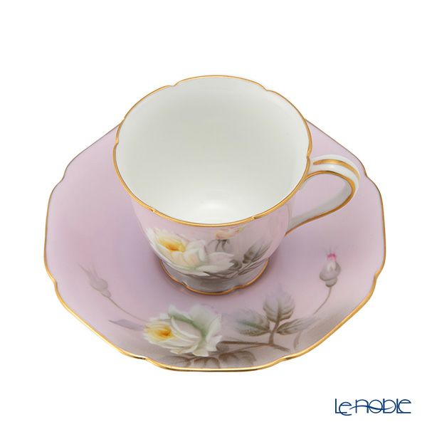 【1点限り】オールドノリタケ 金彩ピンク地 薔薇文 デミタスセット 5客揃え 15pcs 花型