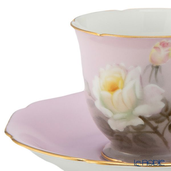 【1点限り】オールドノリタケ 金彩ピンク地 薔薇文 デミタスセット 5客揃え 15pcs 花型