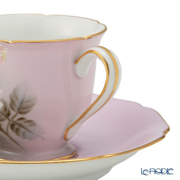 【1点限り】オールドノリタケ 金彩ピンク地 薔薇文 デミタスセット 5客揃え 15pcs 花型