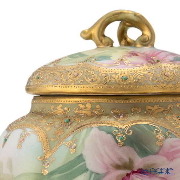 【1点限り】オールドノリタケ 艶消し 金盛ジュール カトレア文 小物入れ／菓子入れ 蓋物