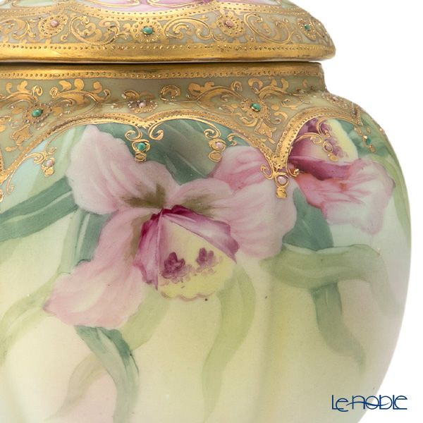 【1点限り】オールドノリタケ 艶消し 金盛ジュール カトレア文 小物入れ／菓子入れ 蓋物