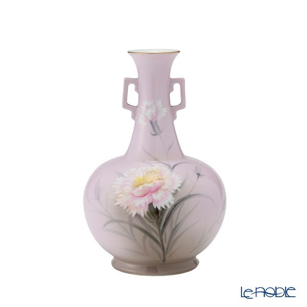 【1点限り】オールドノリタケ 金彩ピンク地 カーネション文 花瓶 両手付