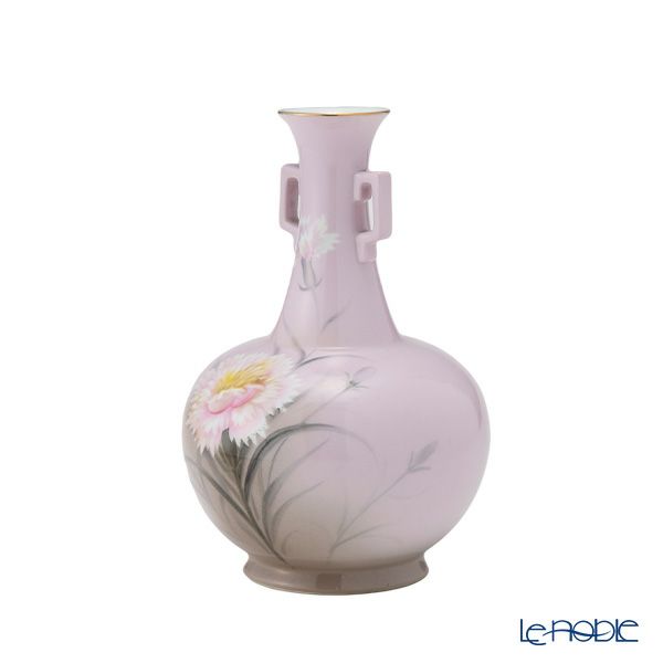 【1点限り】オールドノリタケ 金彩ピンク地 カーネション文 花瓶 両手付