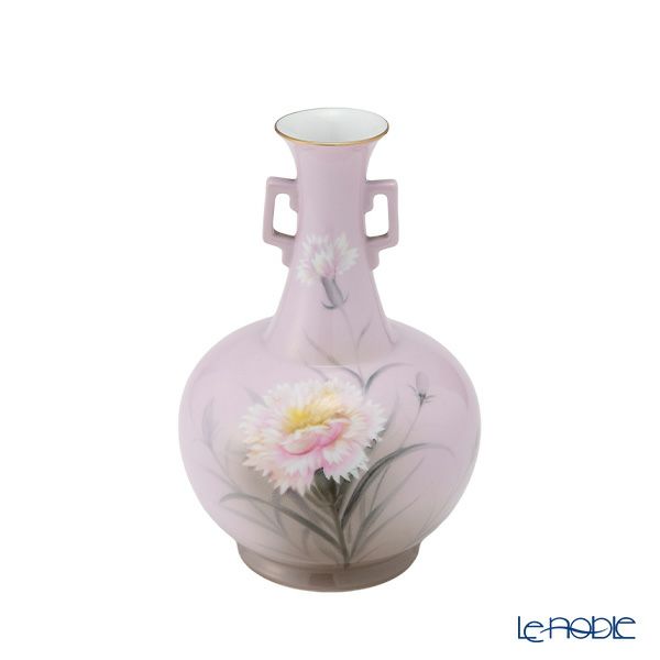 【1点限り】オールドノリタケ 金彩ピンク地 カーネション文 花瓶 両手付