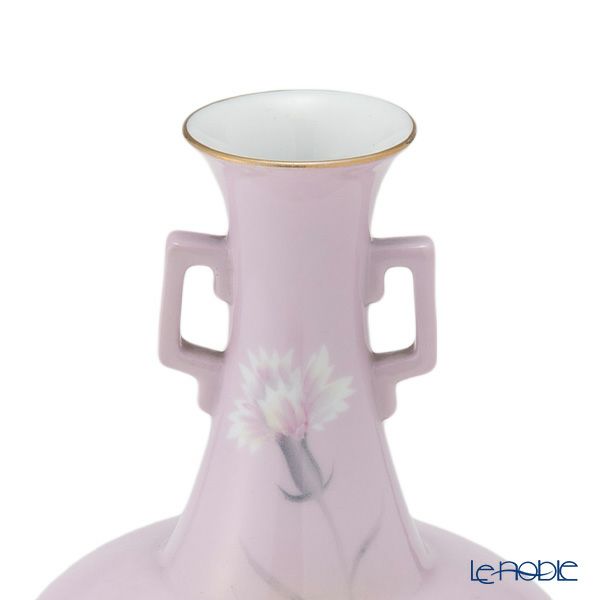 【1点限り】オールドノリタケ 金彩ピンク地 カーネション文 花瓶 両手付