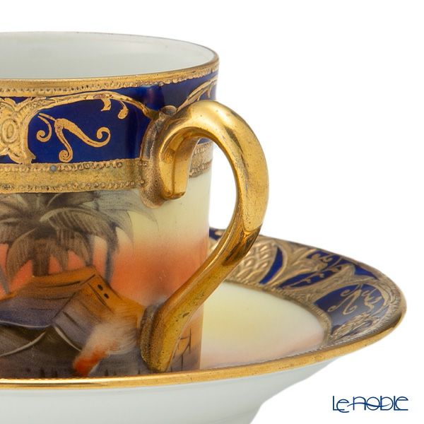 【1点限り】オールドノリタケ 金盛コバルト マンオンキャメル文 デミタスセット 6客揃え 17pcs