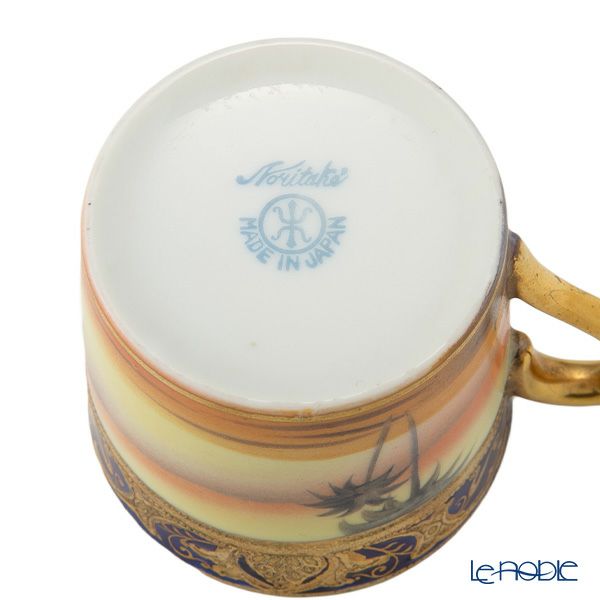 【1点限り】オールドノリタケ 金盛コバルト マンオンキャメル文 デミタスセット 6客揃え 17pcs