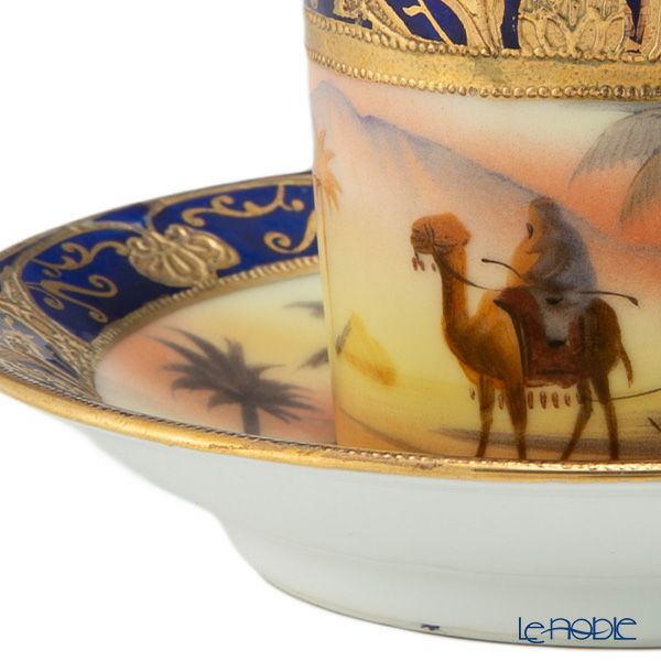 【1点限り】オールドノリタケ 金盛コバルト マンオンキャメル文 デミタスセット 6客揃え 17pcs