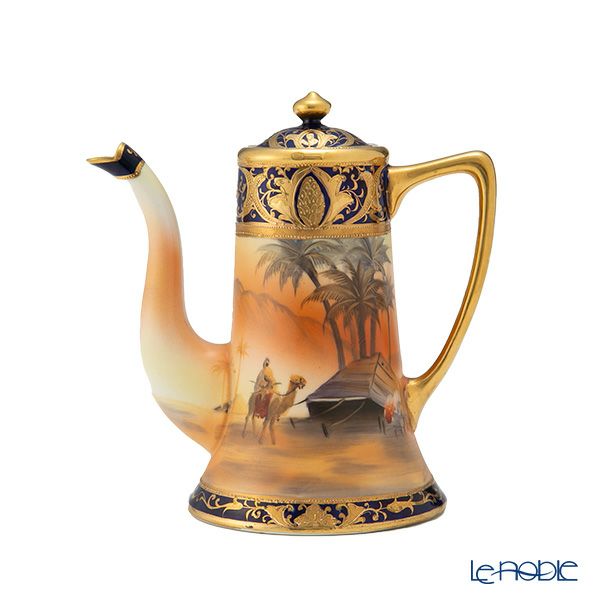 【1点限り】オールドノリタケ 金盛コバルト マンオンキャメル文 デミタスセット 6客揃え 17pcs