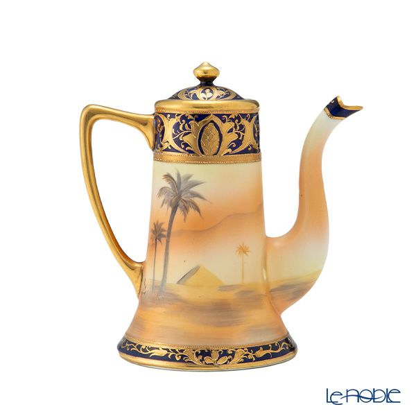 【1点限り】オールドノリタケ 金盛コバルト マンオンキャメル文 デミタスセット 6客揃え 17pcs