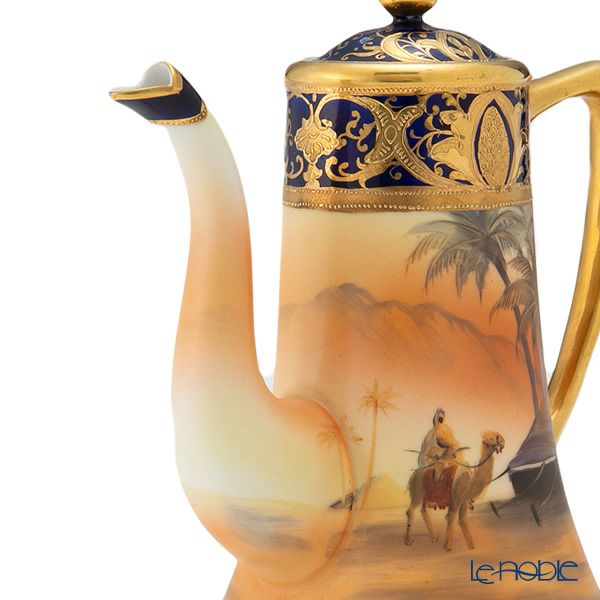 【1点限り】オールドノリタケ 金盛コバルト マンオンキャメル文 デミタスセット 6客揃え 17pcs