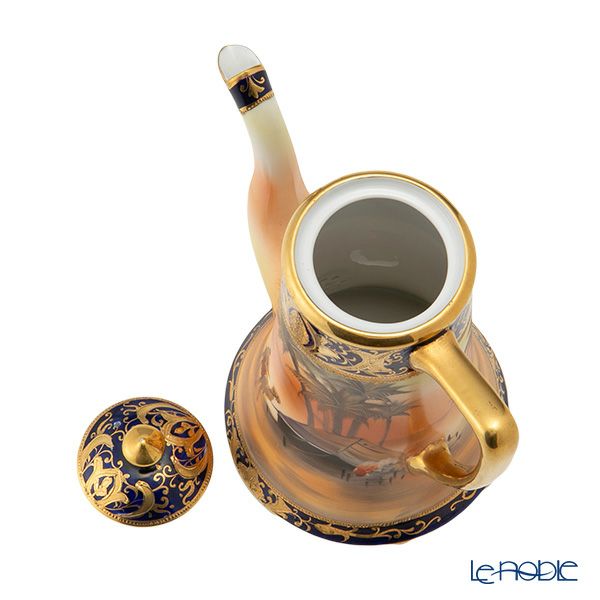 【1点限り】オールドノリタケ 金盛コバルト マンオンキャメル文 デミタスセット 6客揃え 17pcs