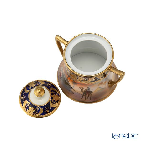 【1点限り】オールドノリタケ 金盛コバルト マンオンキャメル文 デミタスセット 6客揃え 17pcs