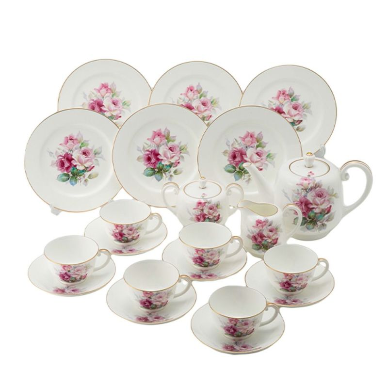 【1点限り】オールドノリタケ 金彩 薔薇文 ティーセット／デザートセット 6客揃え 23pcs