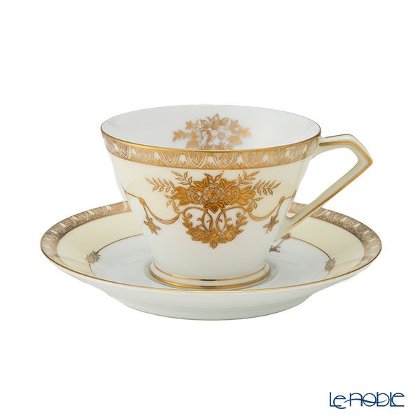 【1点限り】オールドノリタケ 金彩盛り 転写花模様 ティーセット ペア 8pcs