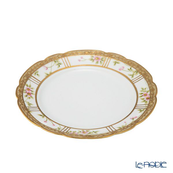 【1点限り】オールドノリタケ 金点盛り 花文帯 サラダボウル＆受け皿 3つ足付 花型