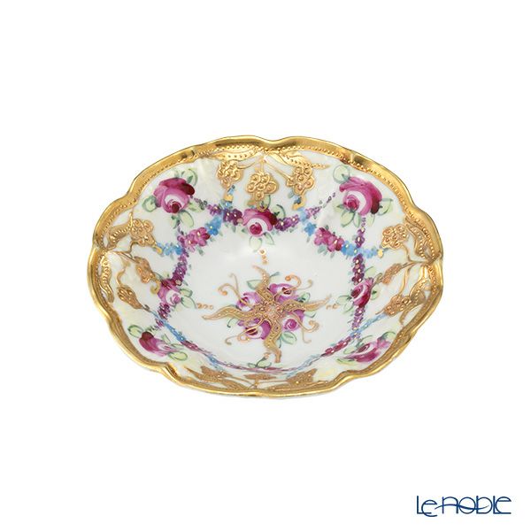 【1点限り】オールドノリタケ 金点盛り 小薔薇 葡萄文 ミニボウル 花型