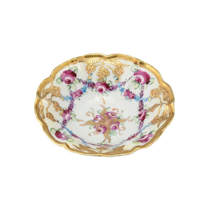 【1点限り】オールドノリタケ 金点盛り 小薔薇 葡萄文 ミニボウル 花型