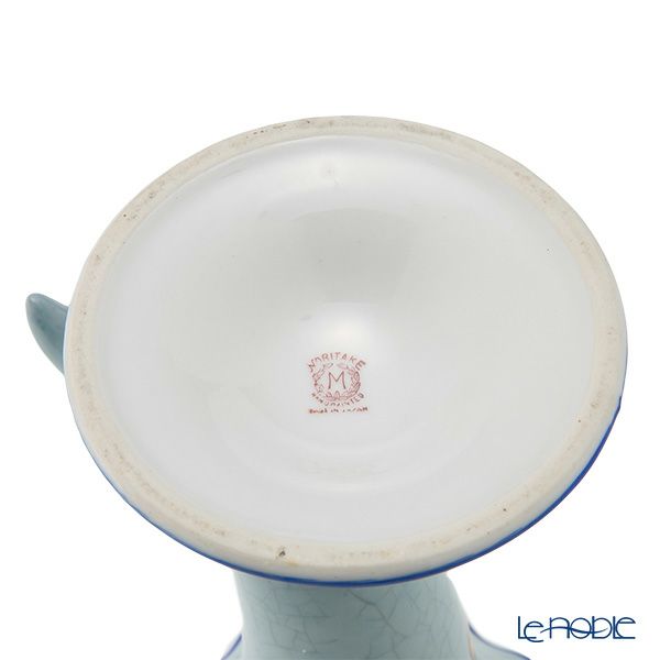 【1点限り】オールドノリタケ 青枠アールデコ 薔薇文 花瓶 ホーン型