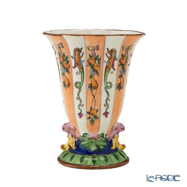 【1点限り】オールドノリタケ 茶枠アールデコ 竜フルーツ文 花瓶 花型