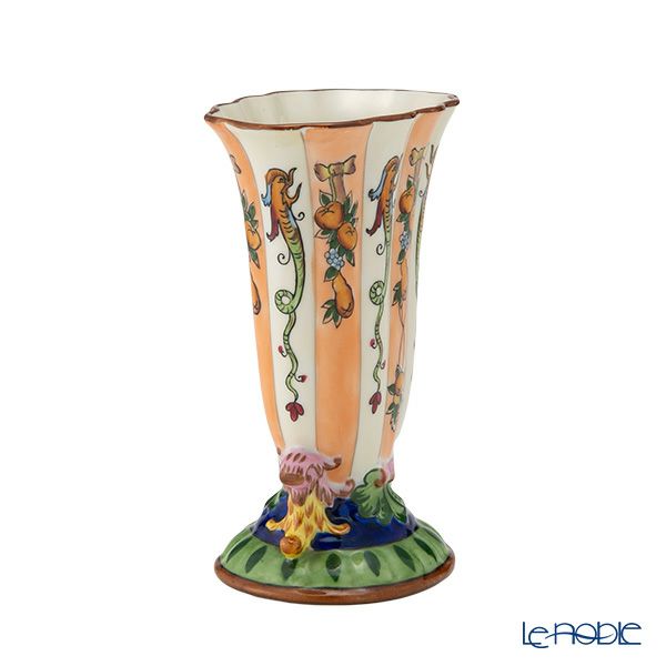 【1点限り】オールドノリタケ 茶枠アールデコ 竜フルーツ文 花瓶 花型