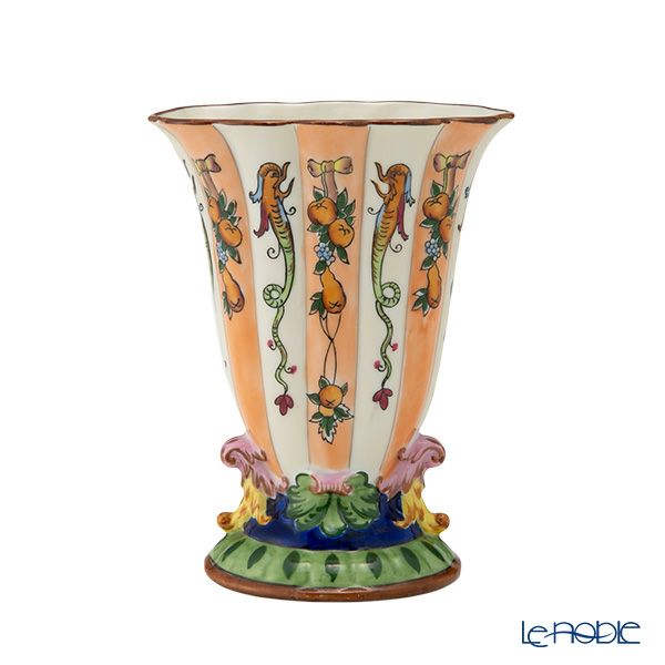 【1点限り】オールドノリタケ 茶枠アールデコ 竜フルーツ文 花瓶 花型