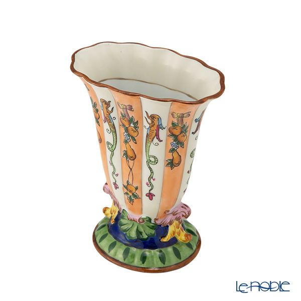 【1点限り】オールドノリタケ 茶枠アールデコ 竜フルーツ文 花瓶 花型