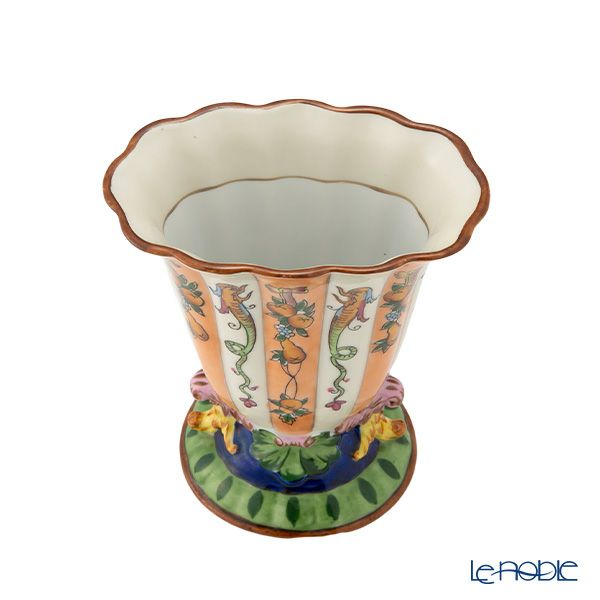 【1点限り】オールドノリタケ 茶枠アールデコ 竜フルーツ文 花瓶 花型