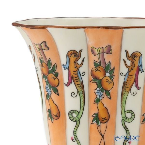 【1点限り】オールドノリタケ 茶枠アールデコ 竜フルーツ文 花瓶 花型