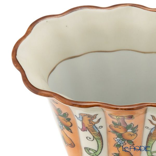 【1点限り】オールドノリタケ 茶枠アールデコ 竜フルーツ文 花瓶 花型