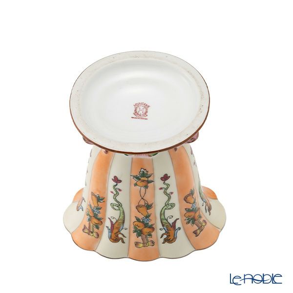 【1点限り】オールドノリタケ 茶枠アールデコ 竜フルーツ文 花瓶 花型