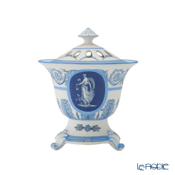 【1点限り】オールドノリタケ ウェッジウッド風 点盛り 窓絵女神文 小物入れ／ポプリ入れ 蓋付