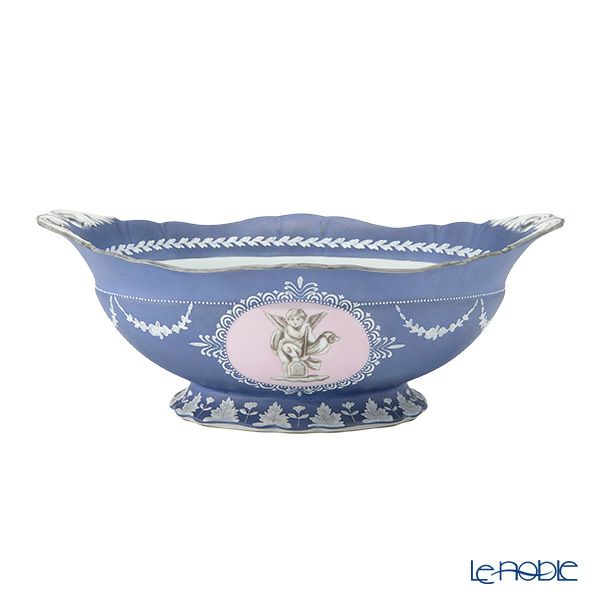 【1点限り】オールドノリタケ ウェッジウッド風泥しょう盛上窓絵天使文 オーバルボウル 両手付