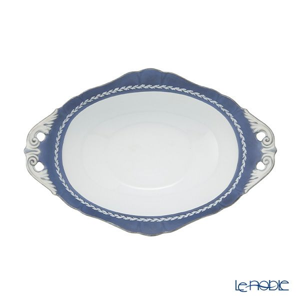 【1点限り】オールドノリタケ ウェッジウッド風泥しょう盛上窓絵天使文 オーバルボウル 両手付