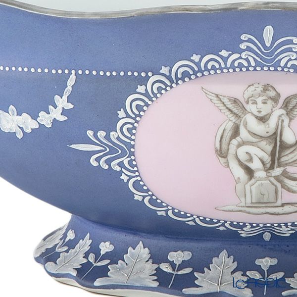【1点限り】オールドノリタケ ウェッジウッド風泥しょう盛上窓絵天使文 オーバルボウル 両手付