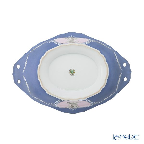 【1点限り】オールドノリタケ ウェッジウッド風泥しょう盛上窓絵天使文 オーバルボウル 両手付