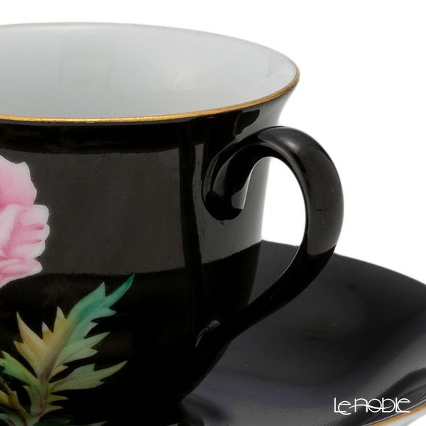 【1点限り】オールドノリタケ 金彩 黒蒔き けし花文 デミタスカップ＆ソーサー