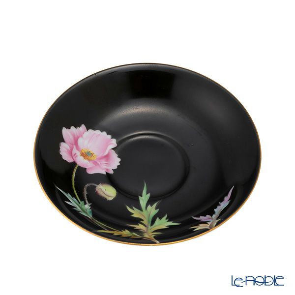 【1点限り】オールドノリタケ 金彩 黒蒔き けし花文 デミタスカップ＆ソーサー