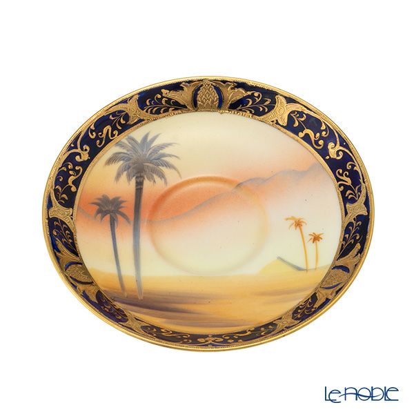 【1点限り】オールドノリタケ 金盛コバルト内帯 マンオンキャメル文 カップ＆ソーサー