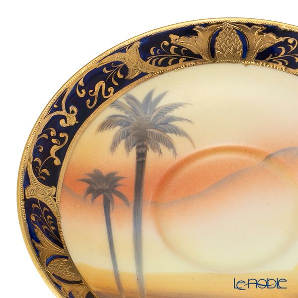 【1点限り】オールドノリタケ 金盛コバルト内帯 マンオンキャメル文 カップ＆ソーサー