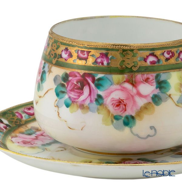 【1点限り】オールドノリタケ 金点盛り 小薔薇帯 薔薇文 トリオセット ティー