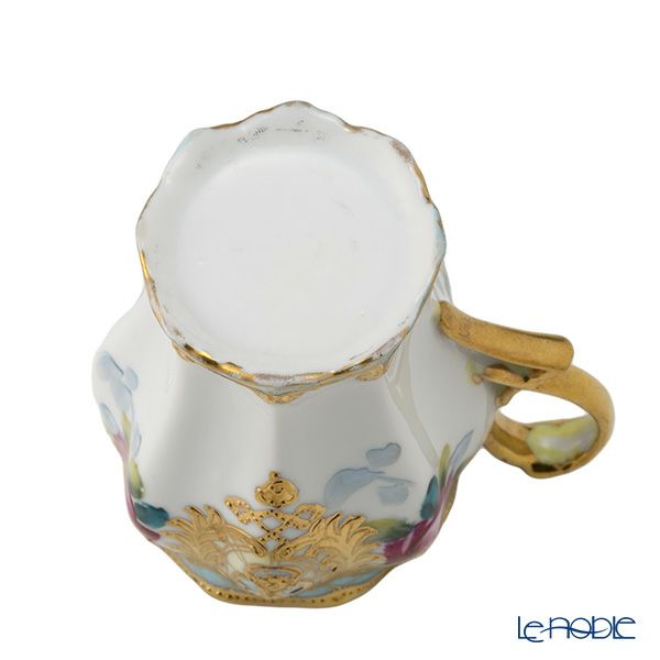 【1点限り】オールドノリタケ 金点盛り 水色帯 薔薇文 チョコレートカップ＆ソーサー